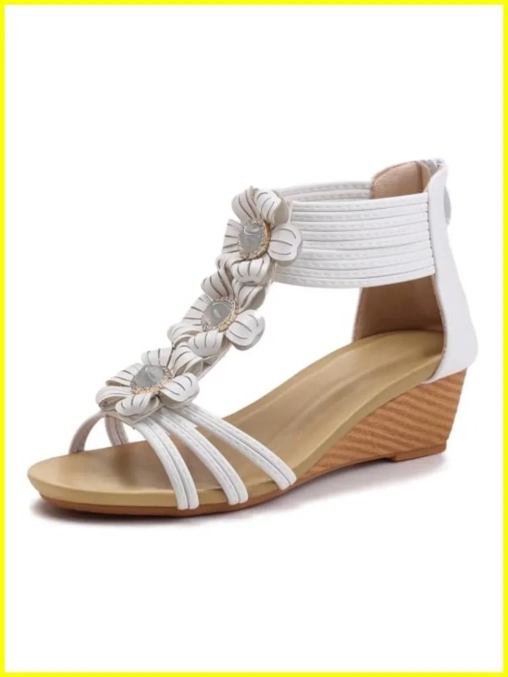 Bohemian Flower Open Toe Gladiator Platform Wedge Sandals for Women